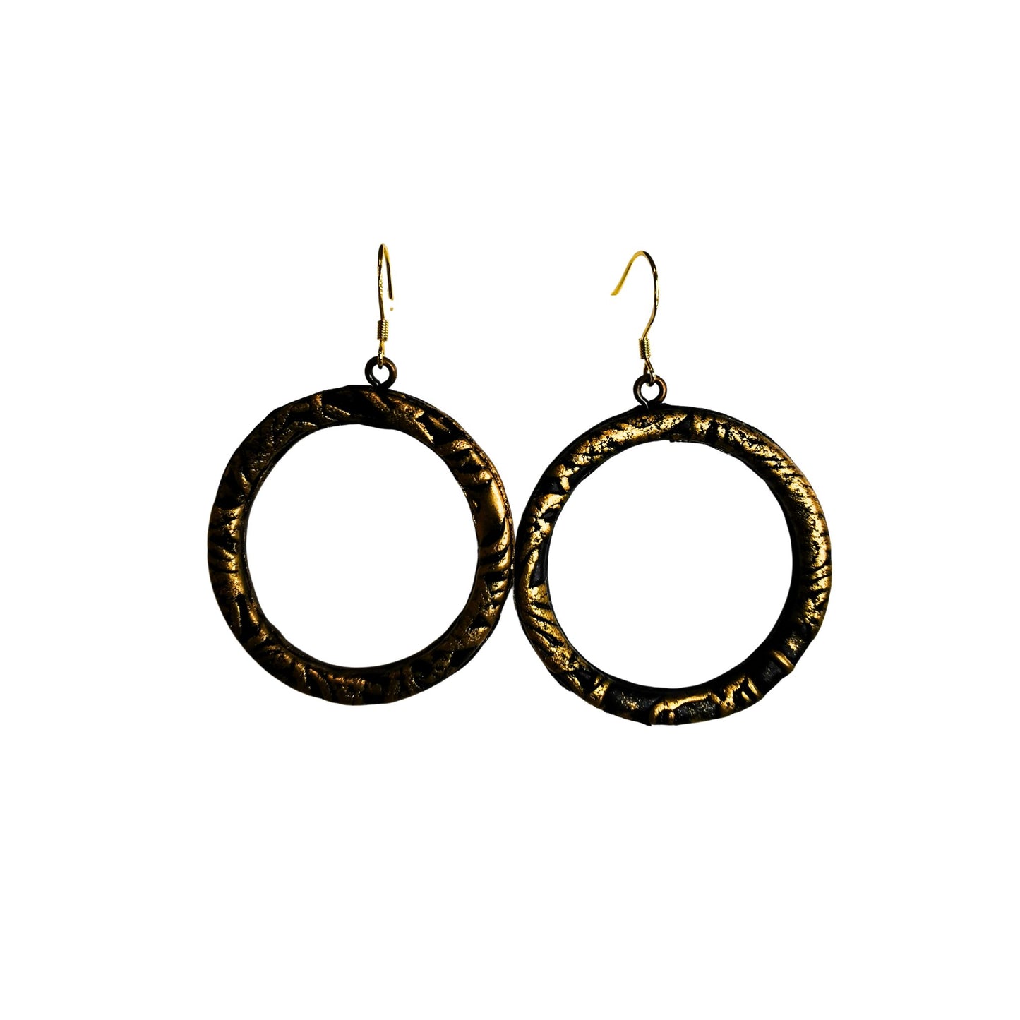 Black hoops with gold accents
