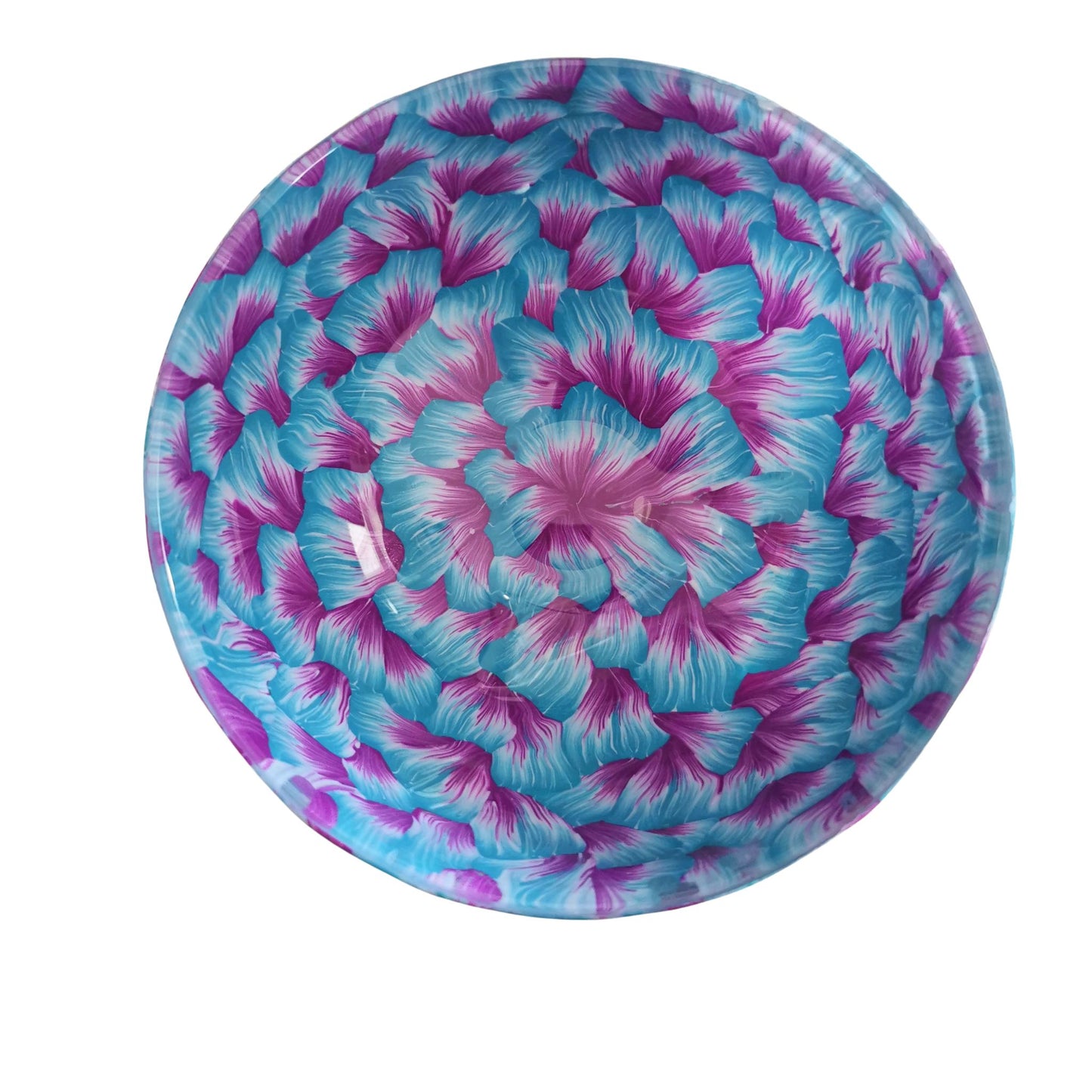 Small bowl with turquoise and pink petal pattern