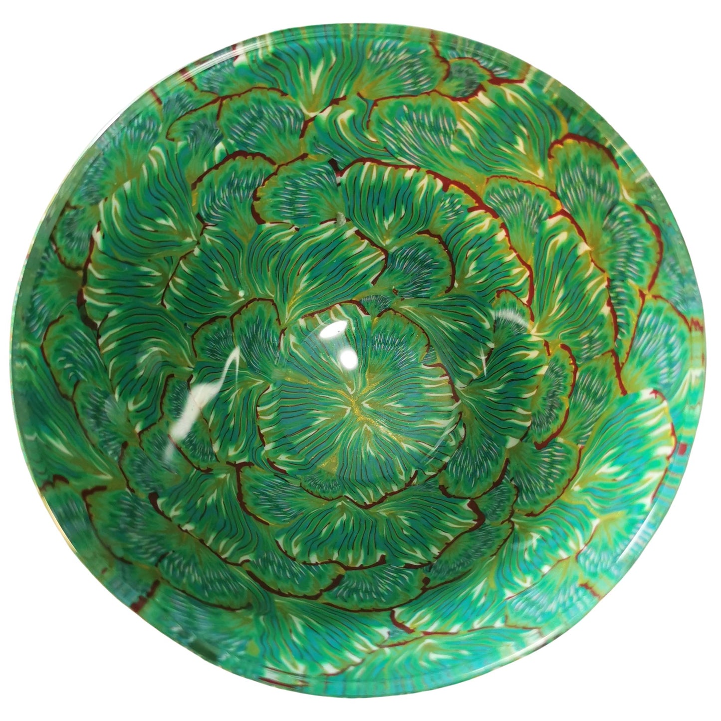 Small bowl with green petal pattern