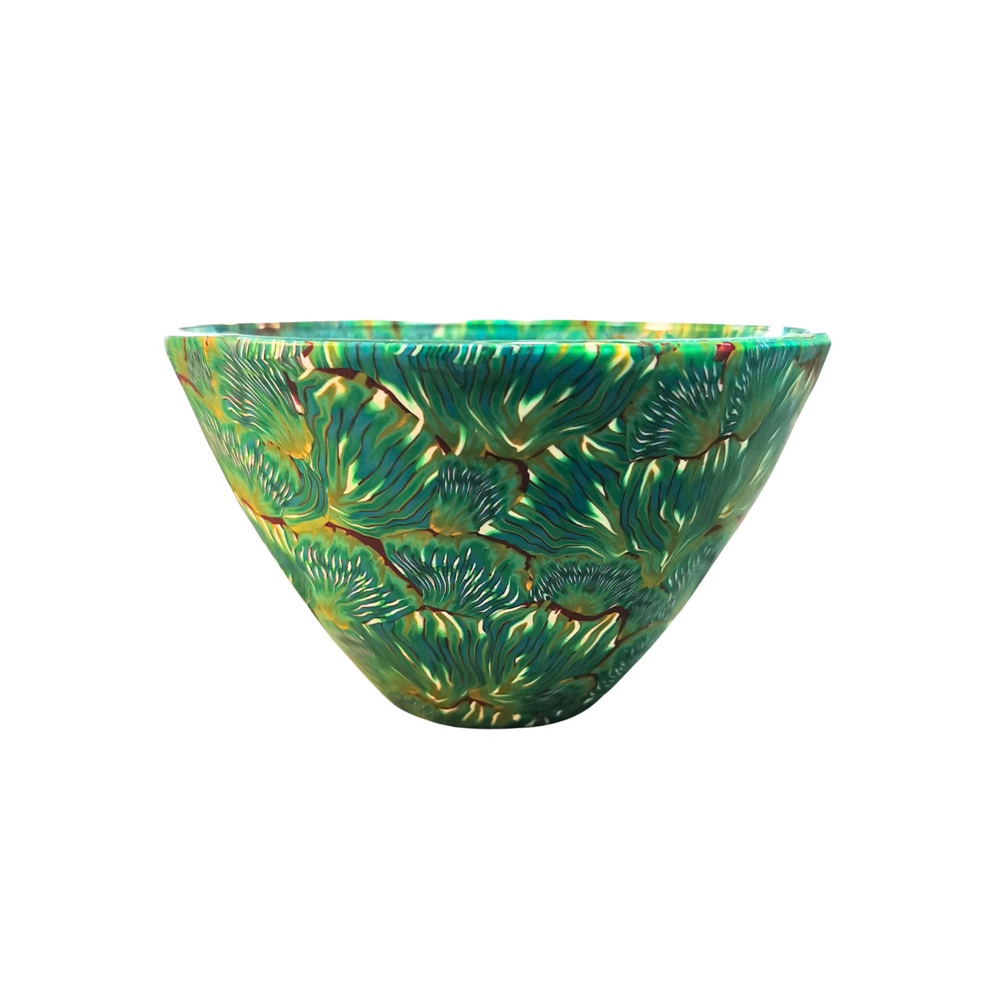 Small bowl with green petal pattern
