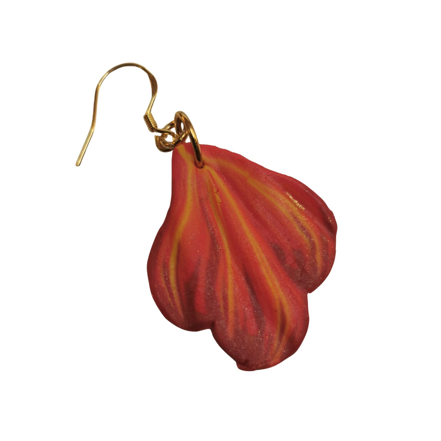 Red and orange flower petal earrings