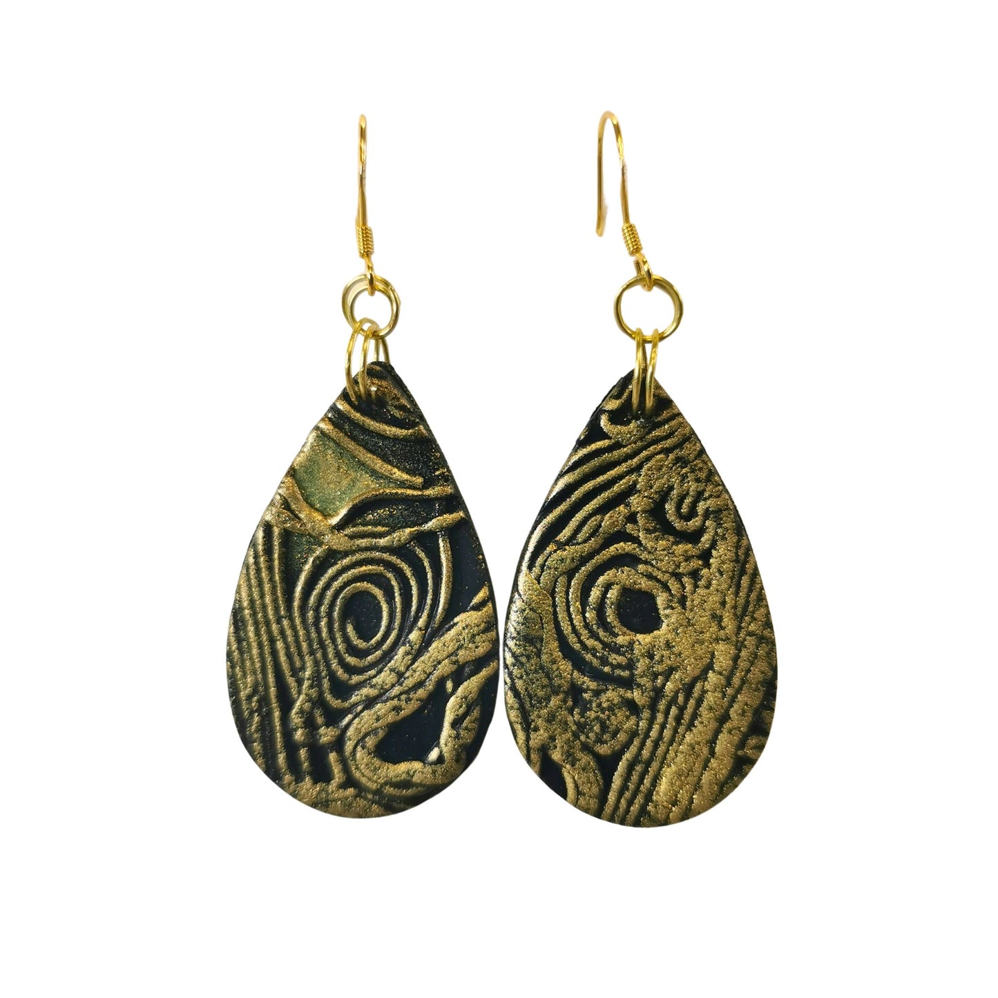 Teardrop earrings black with gold accents