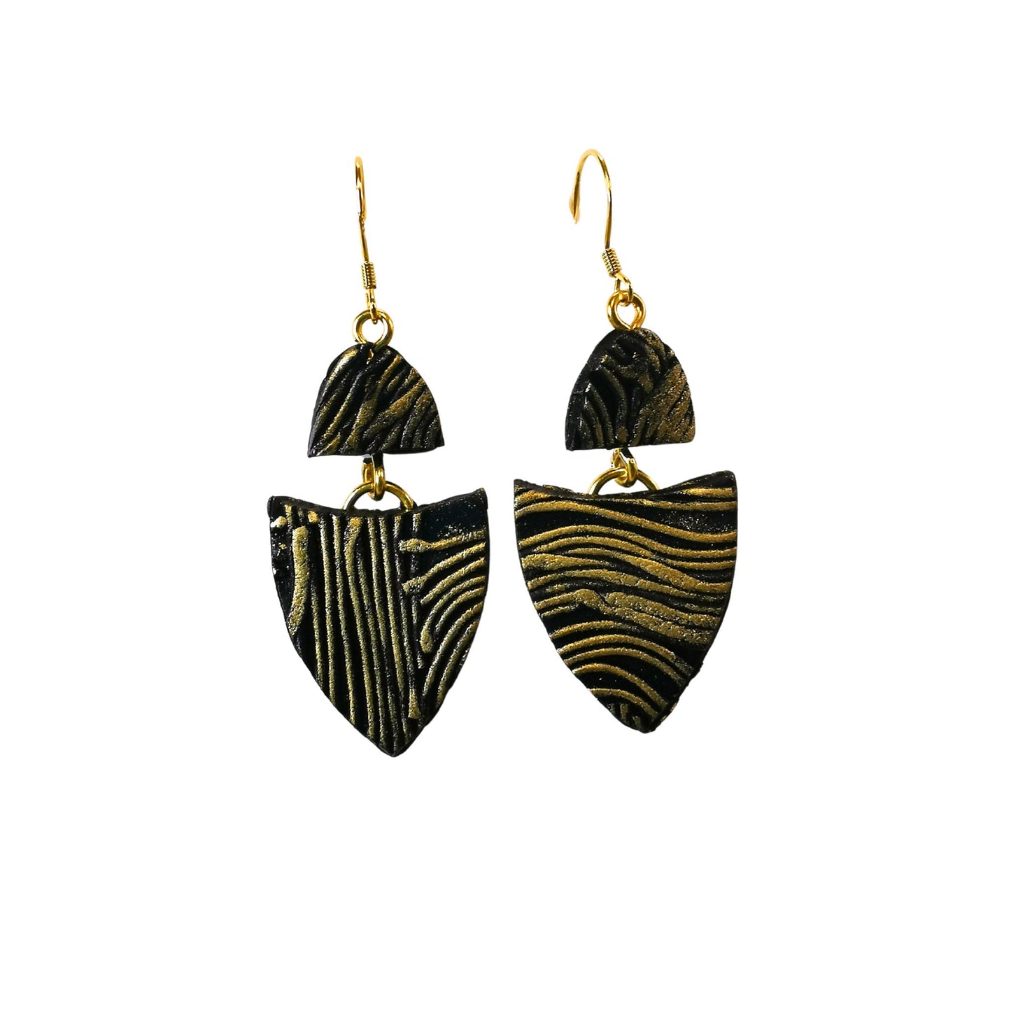 Twofold black and golden earrings