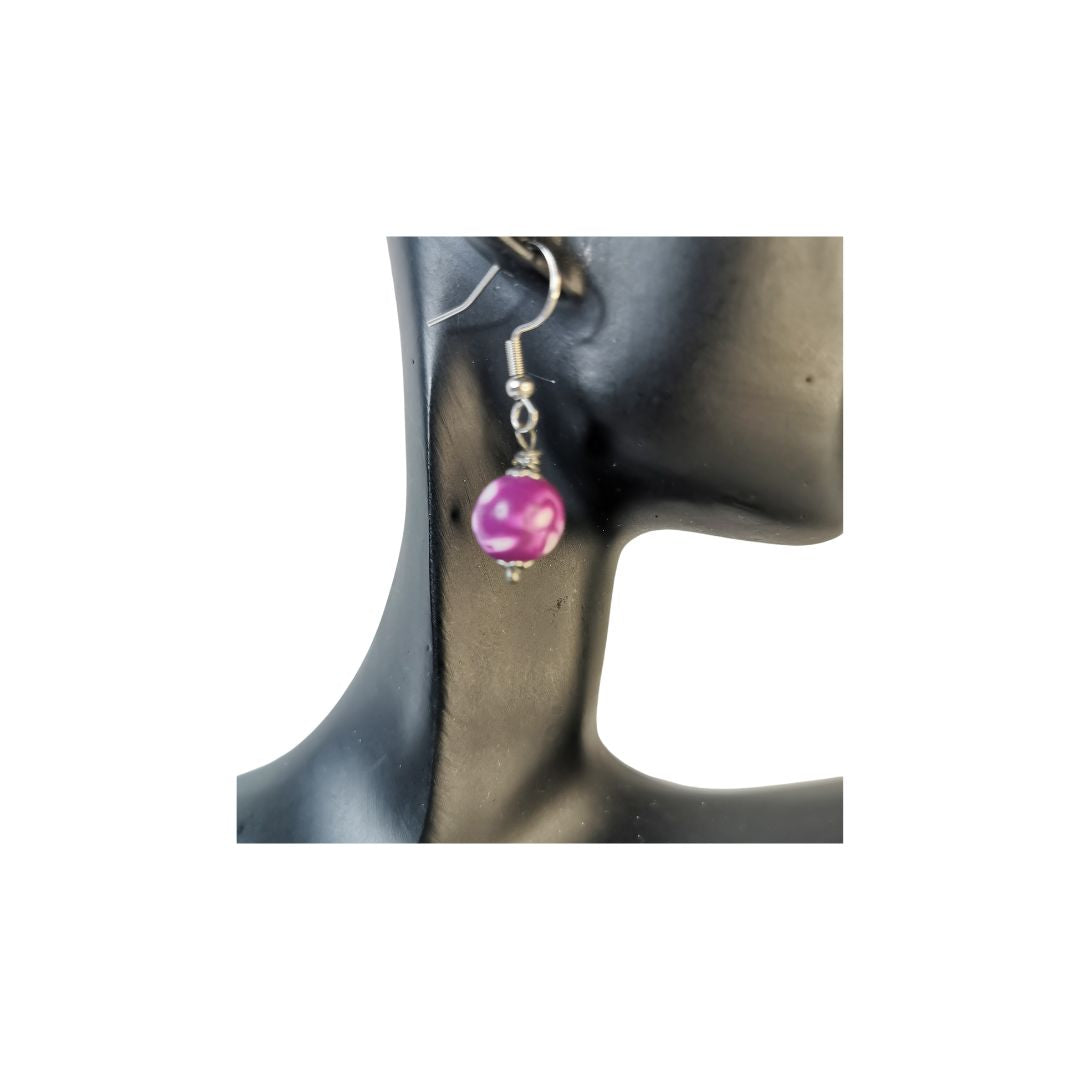 Dangling round bead earrings