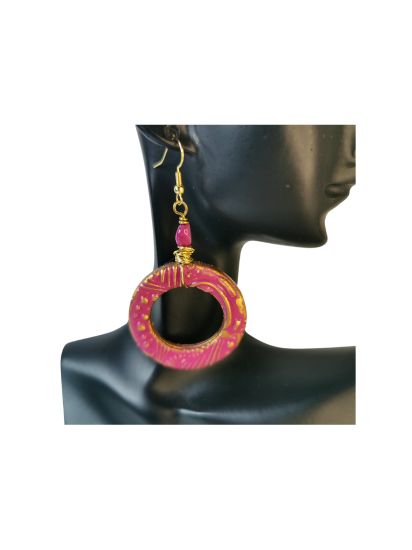 Donut earrings with golden pattern