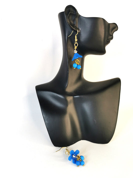 Blue flower shaped earrings