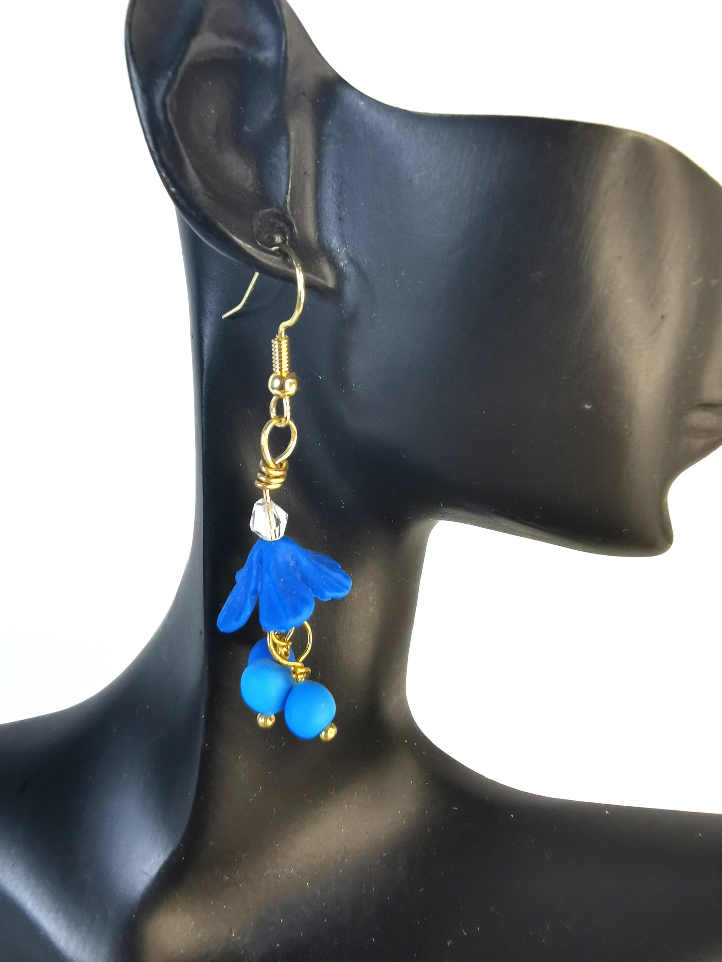 Blue flower shaped earrings