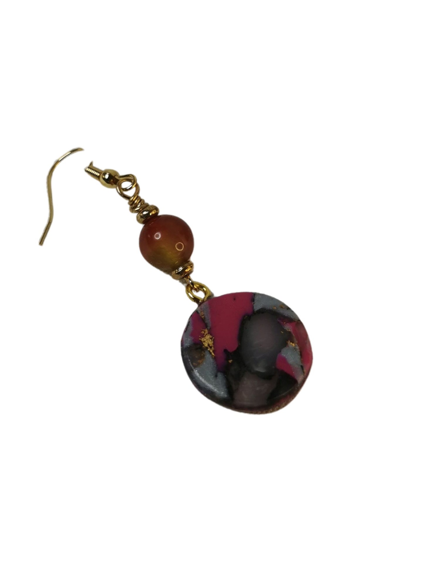 Multicolored round earrings with Mounten Jade stone