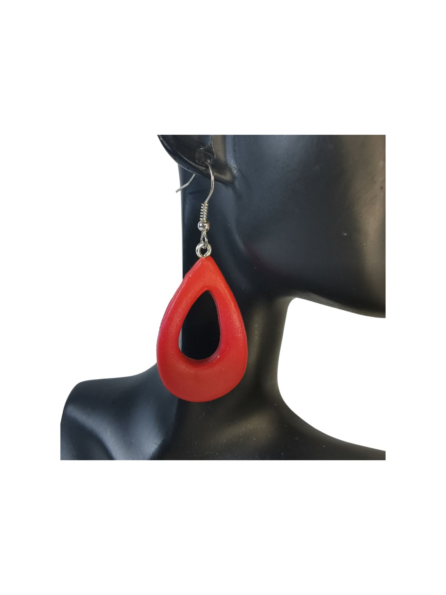 Red teardrop dangling earrings