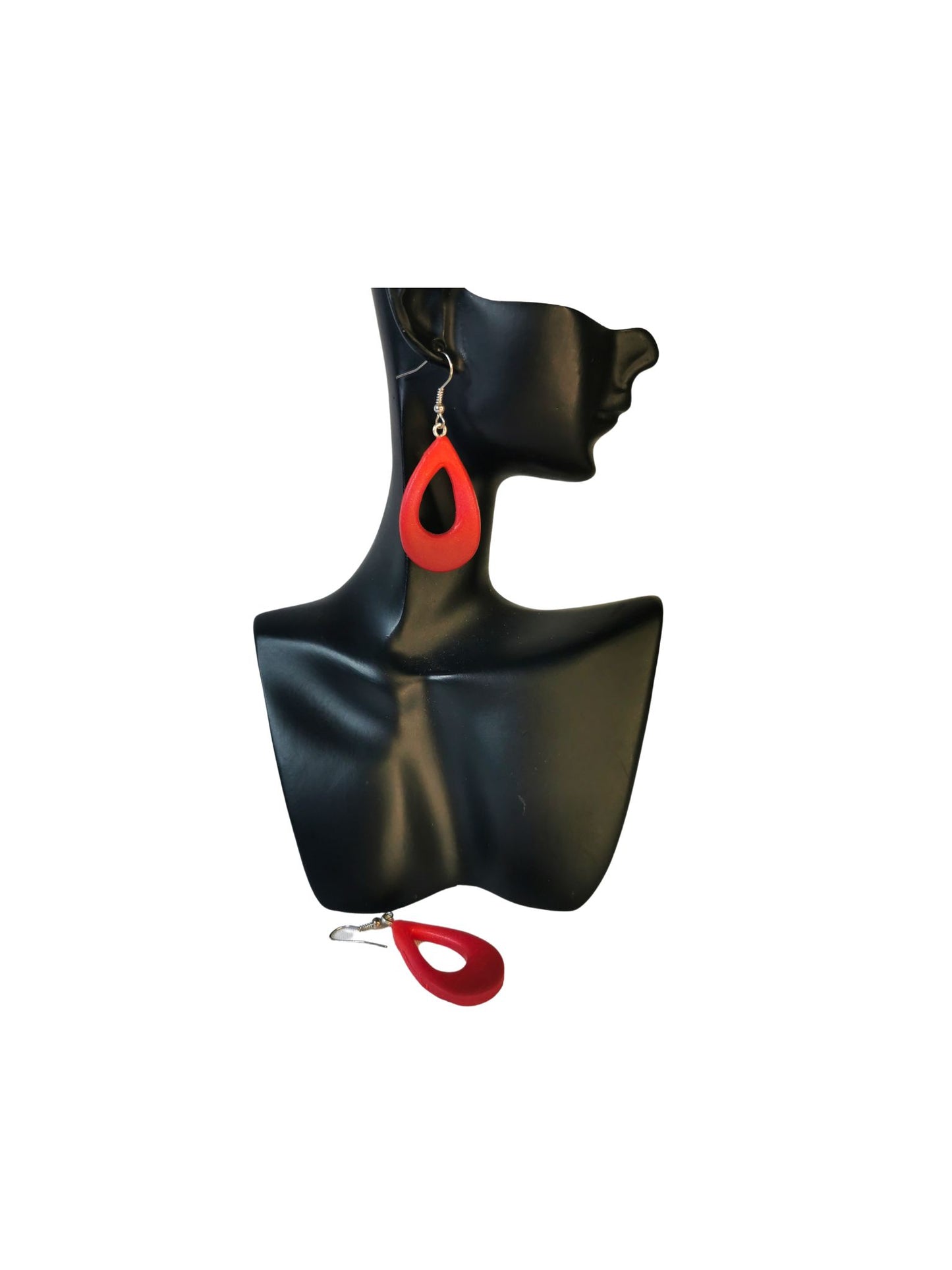 Red teardrop dangling earrings