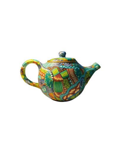 Teapot with colorful patterns