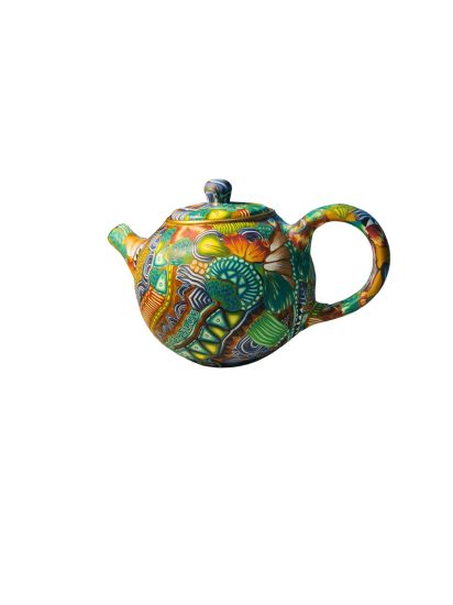 Teapot with colorful patterns