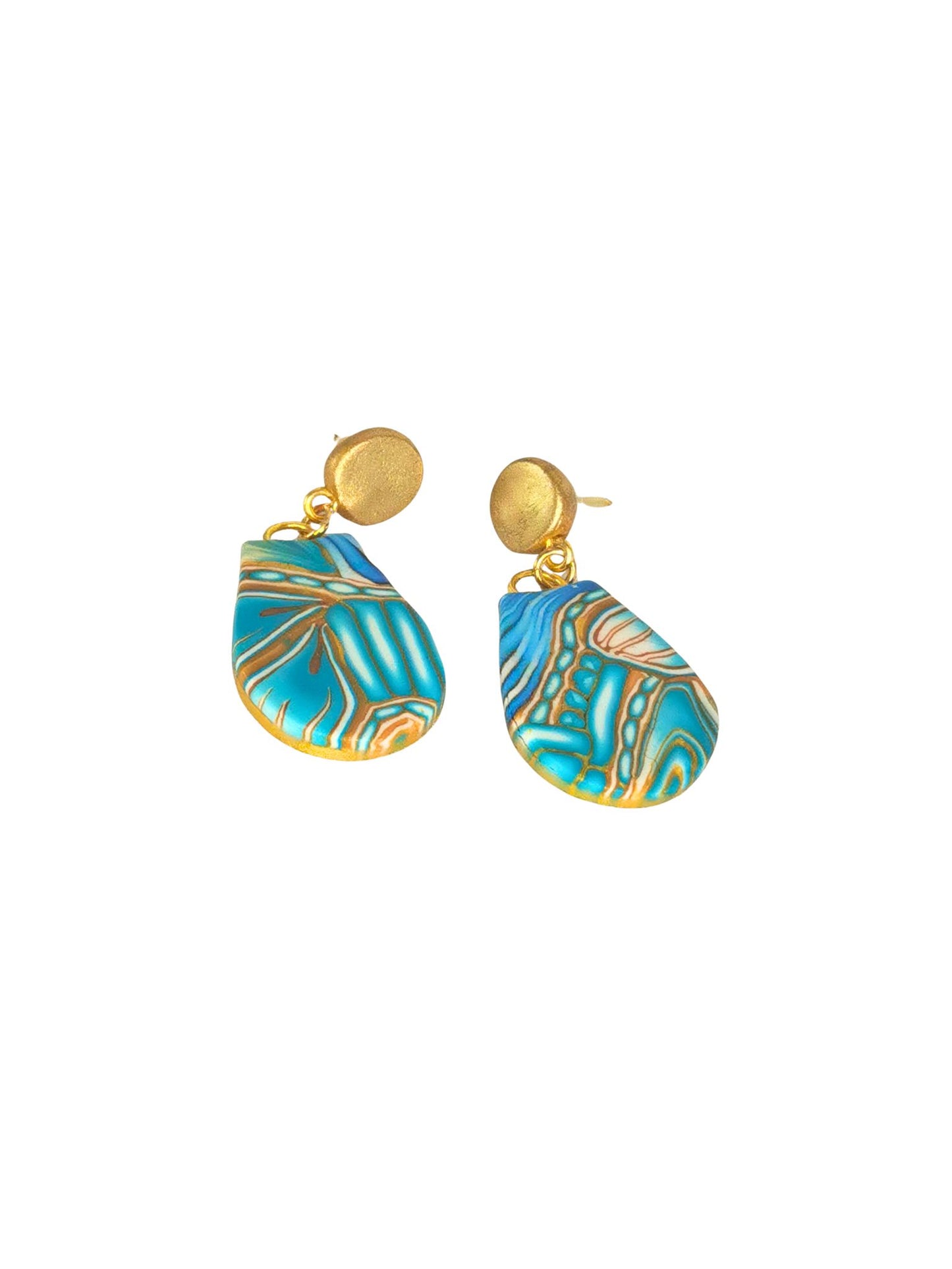 Turquoise and gold dangling earrings