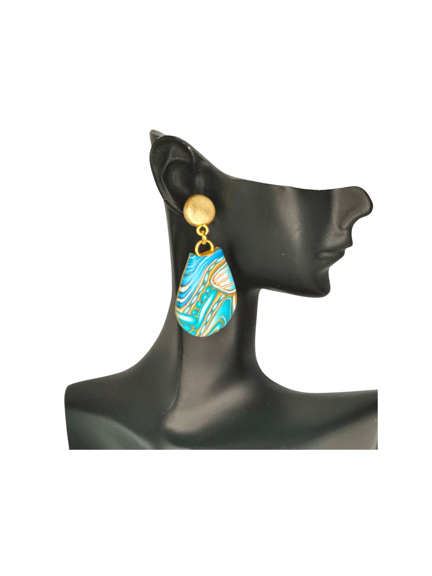 Turquoise and gold dangling earrings