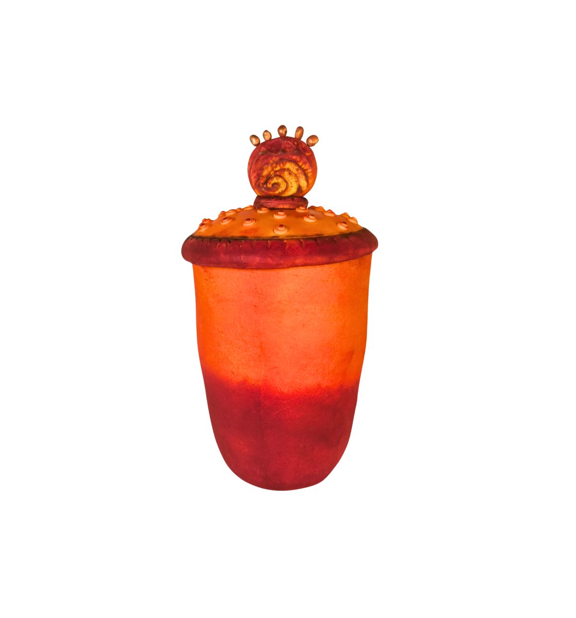 Rustic jar in orange and red