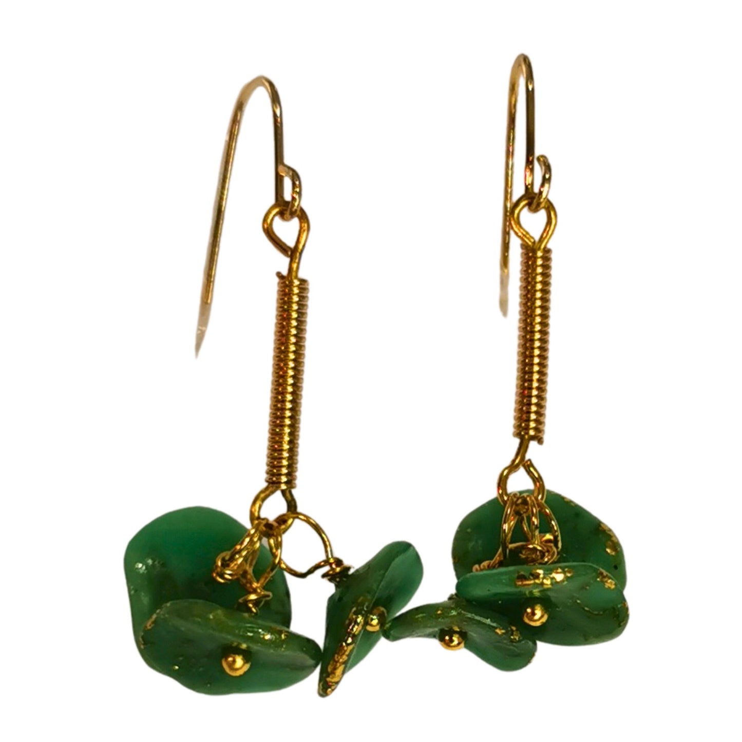 Elegante hængeøreringe i grøn jade-look